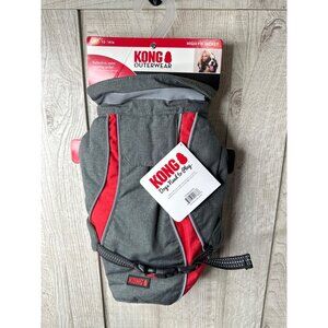 KONG Dog High-Visibility Reflective Jacket XS 12-14" Gray & Red Water Resistant